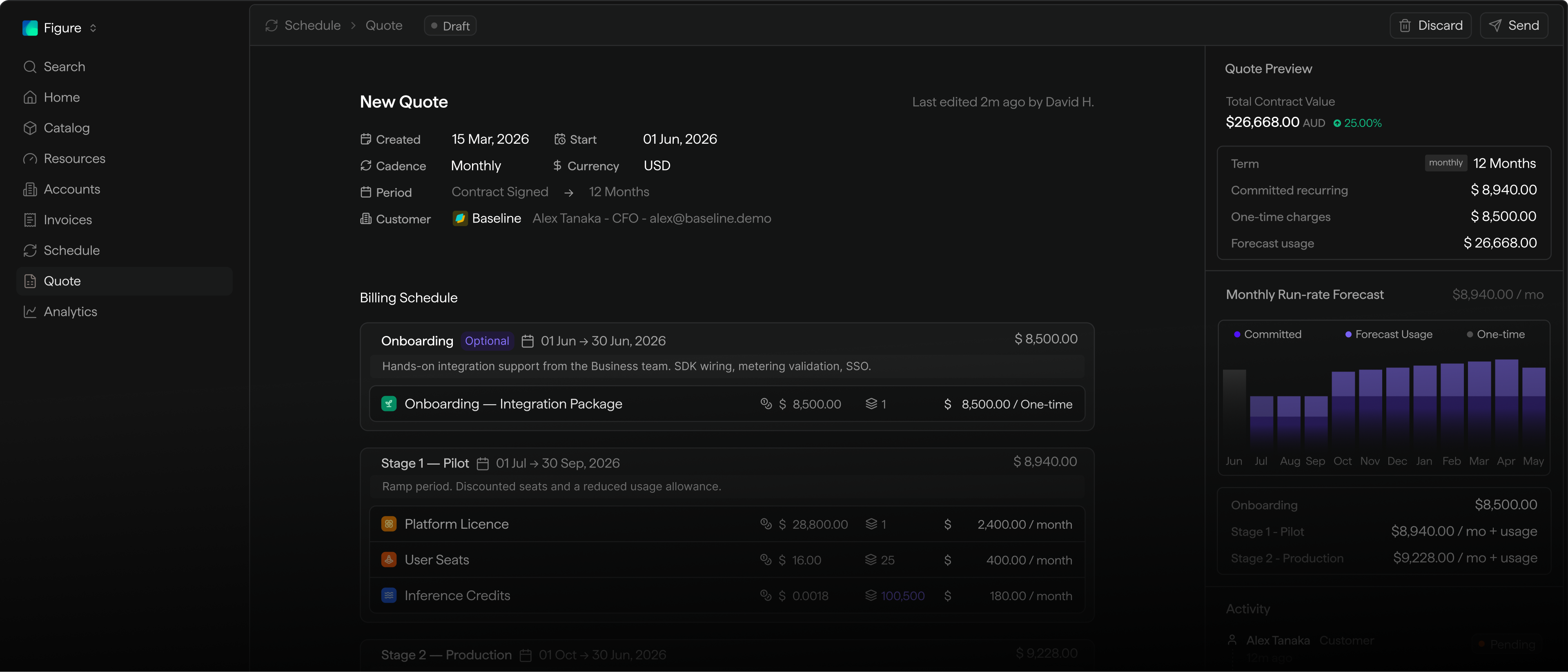 Module CPQ product interface